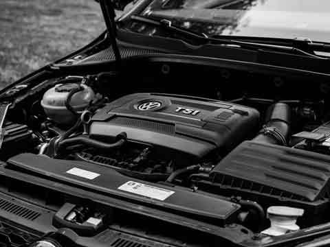 engine bay in car